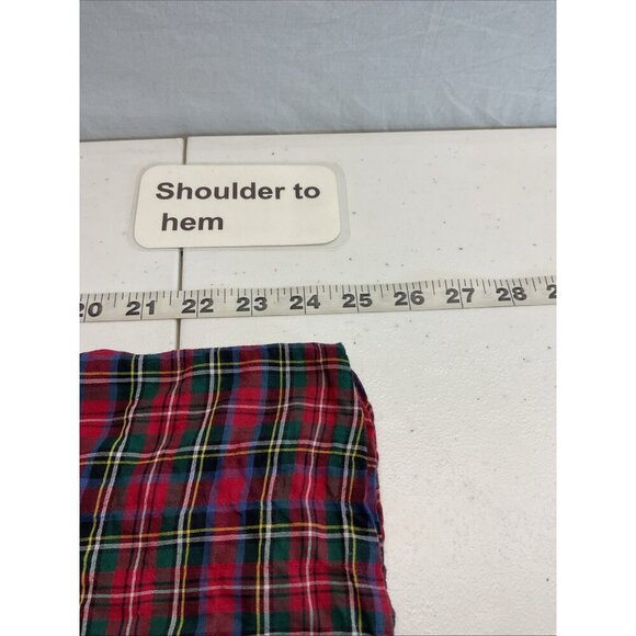 J. McLaughlin tartan holiday plaid lightweight puff sleeve button up top M - Picture 5 of 9